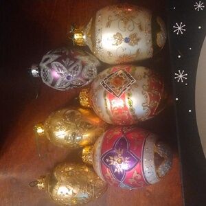 Vintage Bejeweled Fancy Egg shape Christmas Ornaments (6)